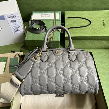 Gucci GG Matelassé Leather Medium Bag Grey 702242 size 31x19x22 cm