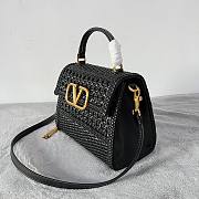 Valentino Garavani Small Leather VSLING Top-Handle Bag Black 22x17x9 cm - 3
