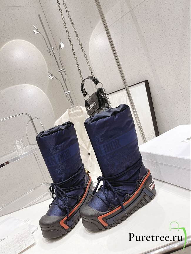 Dior Dioralps Snow Boot Deep Blue Mizza Shiny Nylon - 1