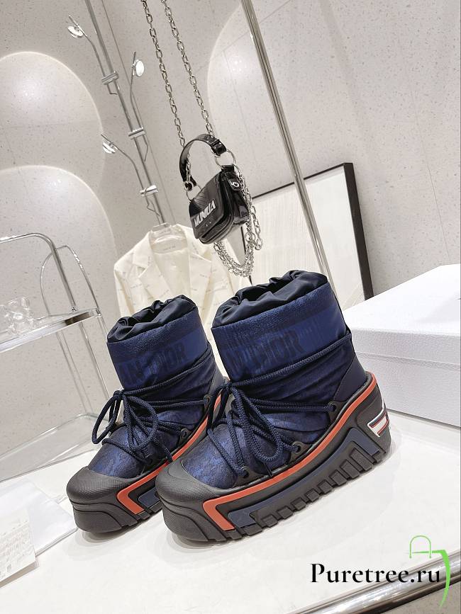 Dior Dioralps Snow Ankle Boot Deep Blue Mizza Shiny Nylon - 1