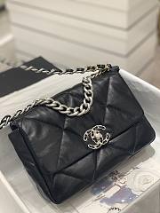CHANEL 19 Medium Handbag Black Lambskin Silver-tone Hardware AS1160 - 5
