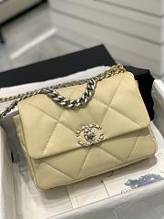 CHANEL 19 Medium Bag Light Beige Lambskin Silver/Gold Tone Hardware AS1160 - 1