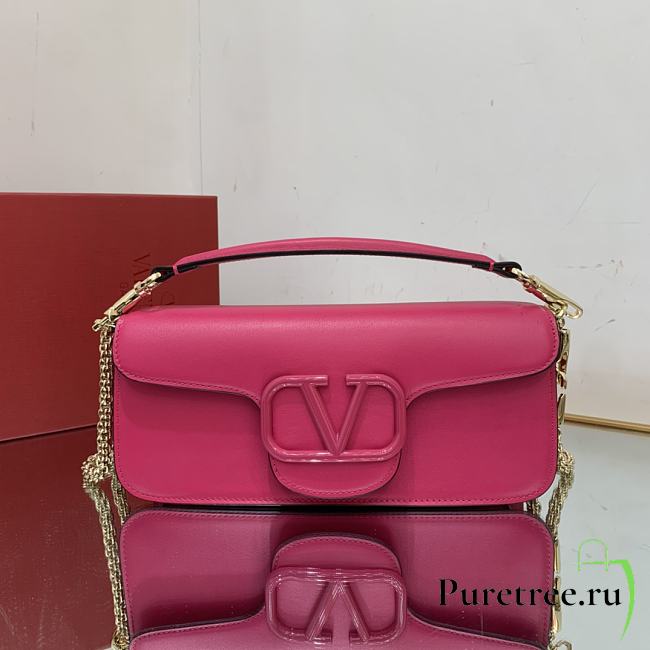 Valentino Locò Pink Calfskin Shoulder Bag Pink Logo - 1