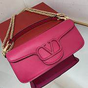 Valentino Locò Pink Calfskin Shoulder Bag Pink Logo - 3