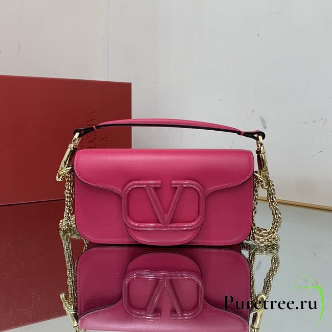 Valentino Locò Pink Calfskin Small Shoulder Bag Pink Logo - 1