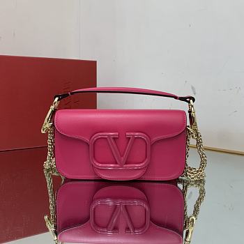 Valentino Locò Pink Calfskin Small Shoulder Bag Pink Logo