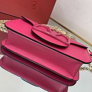 Valentino Locò Pink Calfskin Small Shoulder Bag Pink Logo - 3