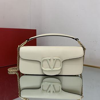 Valentino Locò White Calfskin Shoulder Bag White Logo