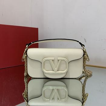 Valentino Locò White Calfskin Small Shoulder Bag White Logo
