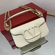 Valentino Locò White Calfskin Small Shoulder Bag White Logo - 3
