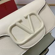 Valentino Locò White Calfskin Small Shoulder Bag White Logo - 2