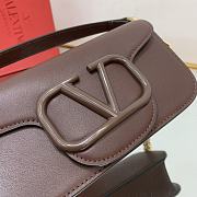 Valentino Locò Dark Brown Calfskin Small Shoulder Bag Dark Brown Logo - 2