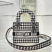 Dior Lady Mini D-lite Bag Blue Houndstooth Embroidery 17x15x7 cm - 1