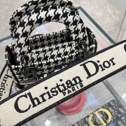 Dior Lady Mini D-lite Bag Blue Houndstooth Embroidery 17x15x7 cm - 6