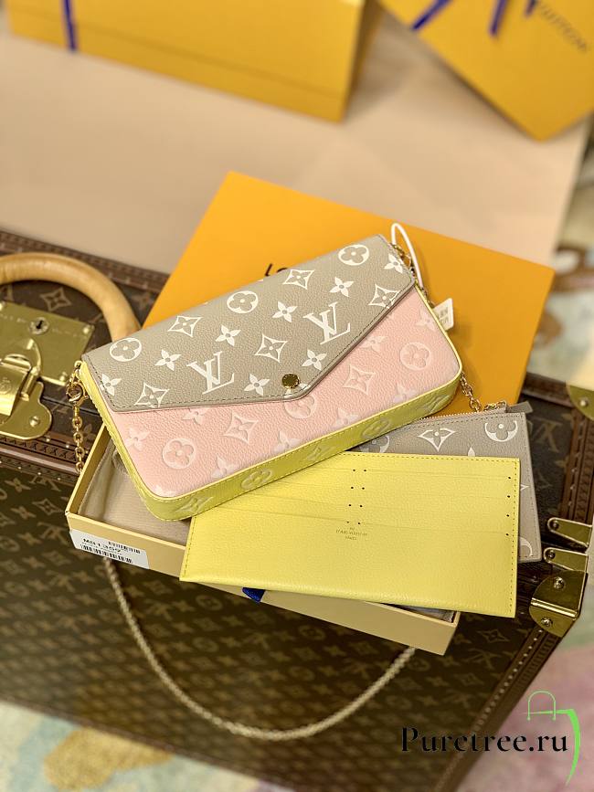 LV Pochette Félicie Pink/Gray/Yellow Monogram Empreinte Leather M81359  - 1