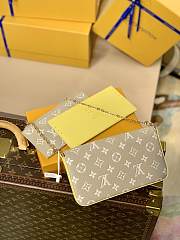 LV Pochette Félicie Pink/Gray/Yellow Monogram Empreinte Leather M81359  - 3