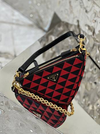 Prada Symbole Leather And Fabric Mini Bag Black/Cherry 1BC176 