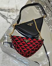 Prada Symbole Leather And Fabric Mini Bag Black/Cherry 1BC176  - 2