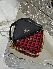 Prada Symbole Leather And Fabric Mini Bag Black/Cherry 1BC176  - 5