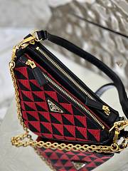 Prada Symbole Leather And Fabric Mini Bag Black/Cherry 1BC176  - 4
