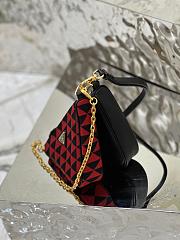 Prada Symbole Leather And Fabric Mini Bag Black/Cherry 1BC176  - 6