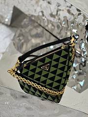 Prada Symbole Leather And Fabric Mini Bag Black/Ivy Green 1BC176  - 1