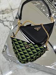 Prada Symbole Leather And Fabric Mini Bag Black/Ivy Green 1BC176  - 5