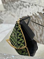 Prada Symbole Leather And Fabric Mini Bag Black/Ivy Green 1BC176  - 4
