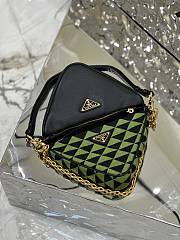 Prada Symbole Leather And Fabric Mini Bag Black/Ivy Green 1BC176  - 3