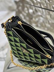 Prada Symbole Leather And Fabric Mini Bag Black/Ivy Green 1BC176  - 2