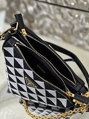 Prada Symbole Leather And Fabric Mini Bag Black/Grey 1BC176 - 5