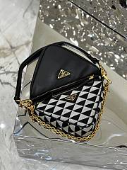 Prada Symbole Leather And Fabric Mini Bag Black/Grey 1BC176 - 3