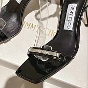 Jimmy Choo Jaxon 95 Black Nappa Leather Sandals with JC Bar - 4