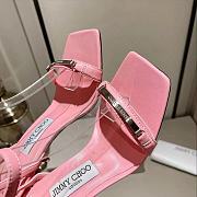 Jimmy Choo Jaxon 95 Pink Nappa Leather Sandals with JC Bar - 2