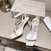 Jimmy Choo Jaxon 95 White Nappa Leather Sandals with JC Bar - 4
