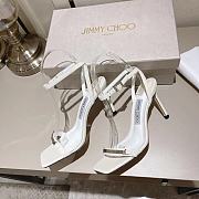 Jimmy Choo Jaxon 95 White Nappa Leather Sandals with JC Bar - 3