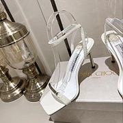 Jimmy Choo Jaxon 95 White Nappa Leather Sandals with JC Bar - 2