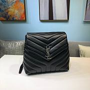 YSL Monogram Small Backpack Black Leather Silver Hardware 487220 - 1