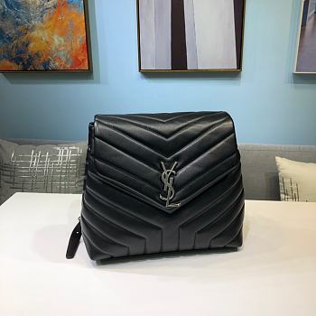 YSL Monogram Small Backpack Black Leather Silver Hardware 487220