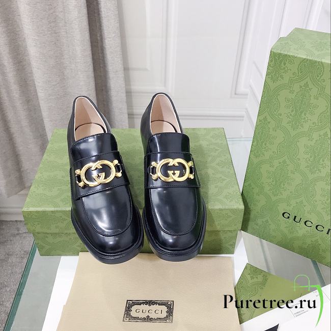 Gucci Women's Loafer With Interlocking G Shiny Black - 1