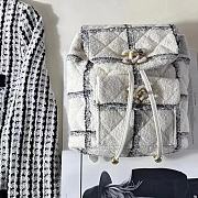 Chanel Duma Backpack White/Grey Wool Tweed & Gold-Tone Metal  - 4