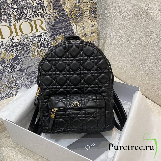 Dior Small Dioramour Bright Black Cannage Lambskin Backpack - 1