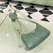 PRADA Re-Edition 2005 Satin Green Bag With Crystals size 22x18x6.5 cm - 3