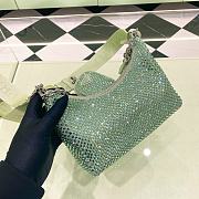 PRADA Re-Edition 2005 Satin Green Bag With Crystals size 22x18x6.5 cm - 4