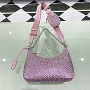 PRADA Re-Edition 2005 Satin Pink Bag With Crystals size 22x18x6.5 cm - 6
