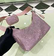 PRADA Re-Edition 2005 Satin Pink Bag With Crystals size 22x18x6.5 cm - 5