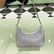PRADA Re-Edition 2005 Satin White Bag With Crystals size 22x18x6.5 cm - 5