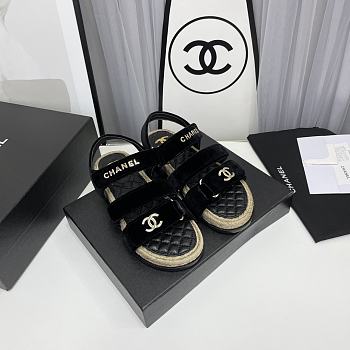 Chanel Sandals Black Suede