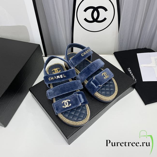 Chanel Sandals Blue Suede - 1