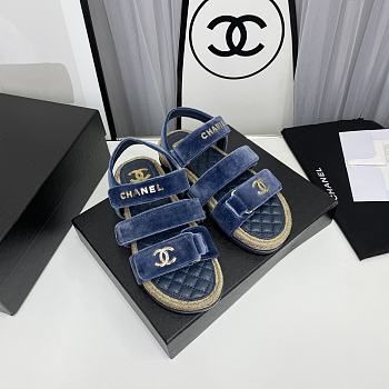 Chanel Sandals Blue Suede